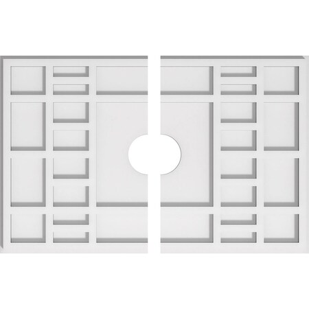 Ekena Millwork Beaux Architectural Grade PVC Ceiling Medallion, 22"W x 14 5/8"H x 3"ID x 7 1/2"C x 1"P, Two-Piece CMP22X14BX2-03000